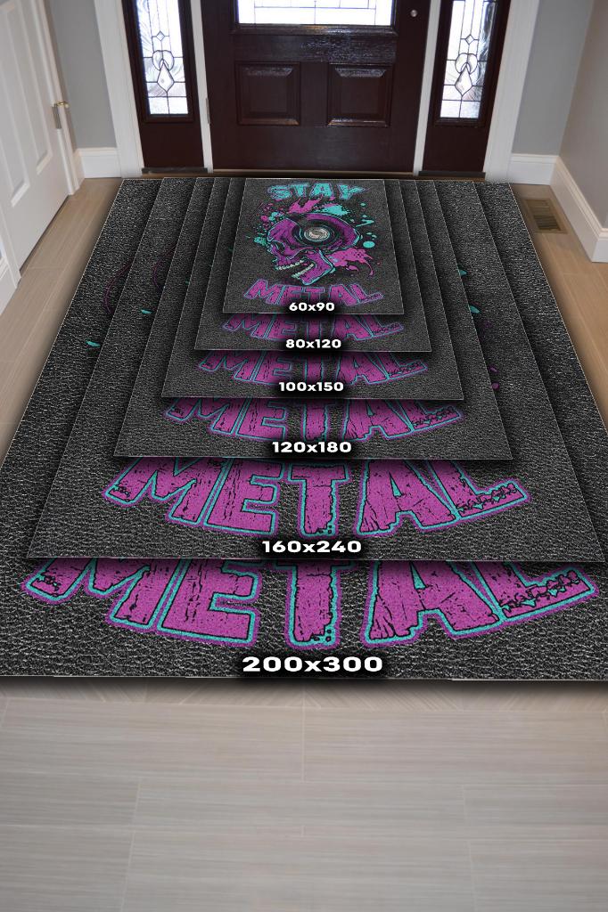 Homshtag Metalde Kal Çok Renkli Halı Metal Müzik Sever Halısı Hediyelik Müzisyen Halısı