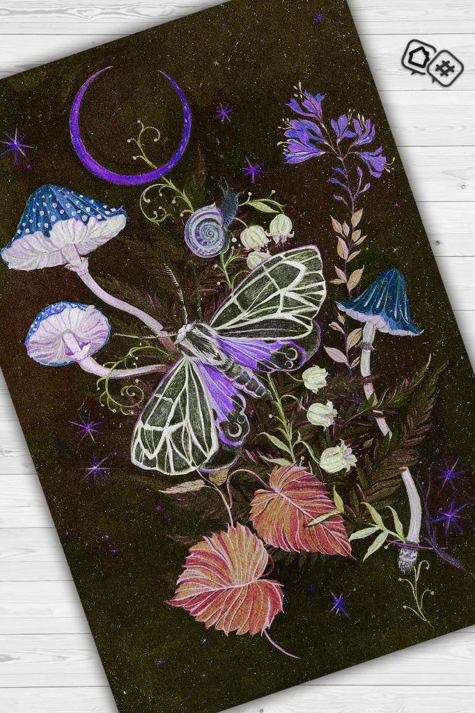 Homshtag Mikro Orman Koyu Renkli Mantarlı Mutfak Halısı Siyah Mantar Baskılı Özel Tasarım Halı