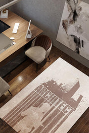 Homshtag Mimar Gri Renkli Mimar Tasarımlı Halı Mimar Ofisine Halı Açık Renk Hediyelik Mimar Halısı