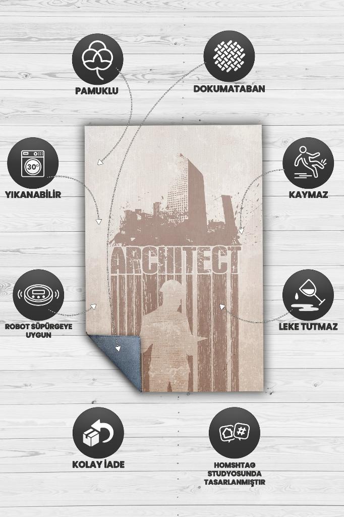 Homshtag Mimar Gri Renkli Mimar Tasarımlı Halı Mimar Ofisine Halı Açık Renk Hediyelik Mimar Halısı