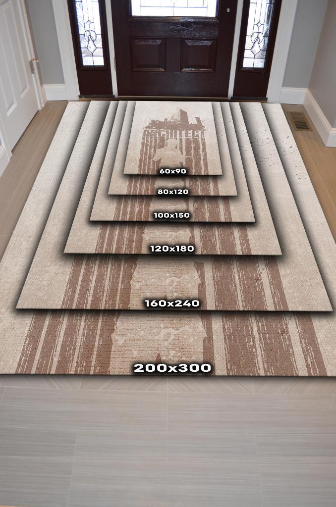 Homshtag Mimar Gri Renkli Mimar Tasarımlı Halı Mimar Ofisine Halı Açık Renk Hediyelik Mimar Halısı