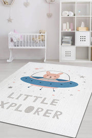 Homshtag Minik Kaşif Beyaz Renkli Çocuk Odası Halısı Minimal Çocuk Halısı Bebek Temalı Halı