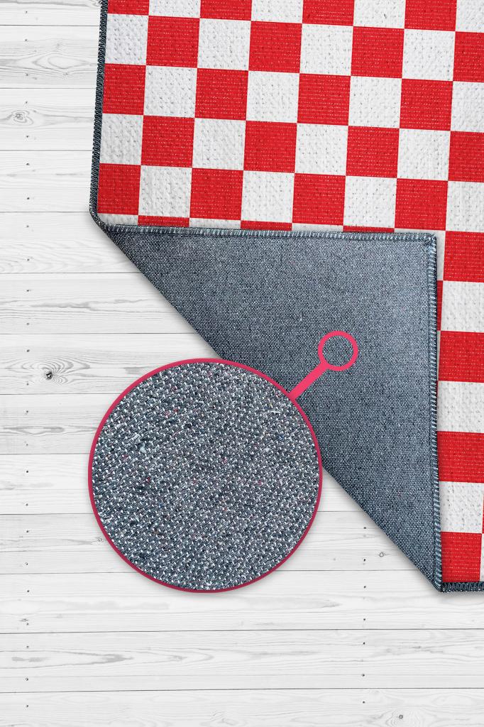 Homshtag Minimalist Damalı Kırmızı Beyaz Halı Kareli Oturma Odası Halısı Retro Tarzı Salon Halısı