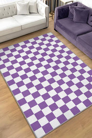 Homshtag Minimalist Damalı Pembe Beyaz Halı Kareli Oturma Odası Halısı Retro Tarzı Salon Halısı