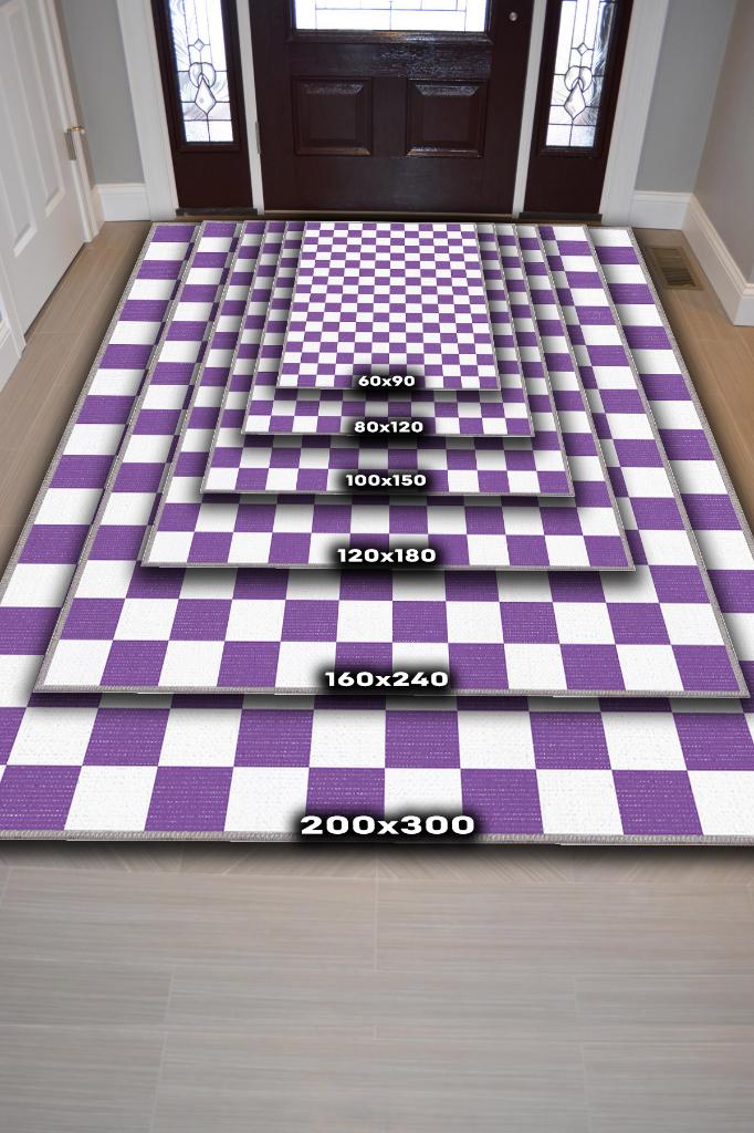 Homshtag Minimalist Damalı Pembe Beyaz Halı Kareli Oturma Odası Halısı Retro Tarzı Salon Halısı