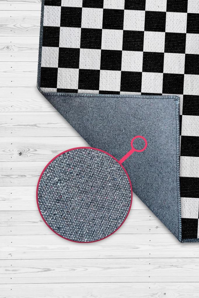 Homshtag Minimalist Damalı Siyah Beyaz Halı Kareli Oturma Odası Halısı Retro Tarzı Salon Halısı