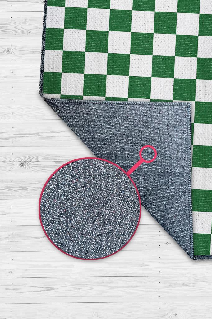 Homshtag Minimalist Damalı Yeşil Beyaz Halı Kareli Oturma Odası Halısı Retro Tarzı Salon Halısı