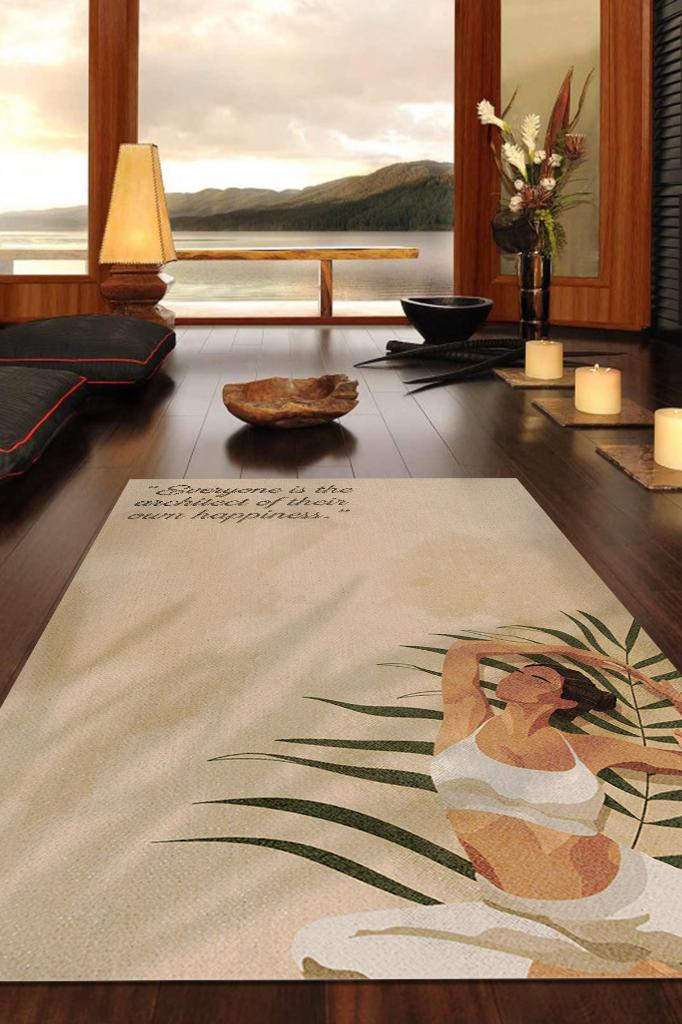 Homshtag Architect of Happiness Meditationsteppich Blaugrau Vintage-Teppich, Yoga-Teppich, Spiritueller Teppich