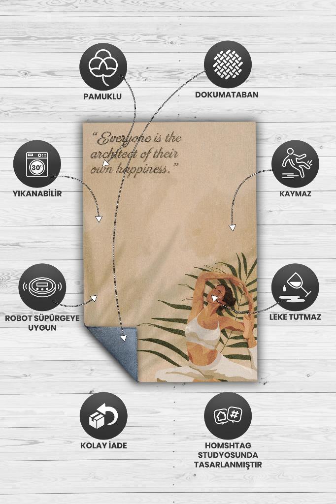 Homshtag Architect of Happiness Meditation Blue Grey Rug Vintage Rug, Yoga Rug, Spiritual Rug