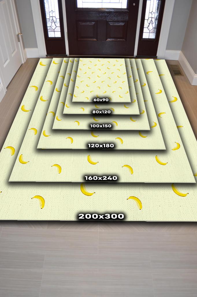 Homshtag Muz Desenli Sarı Halı Minimal Salon Halısı Renkli Mutfak Halısı Tarz Oturma Odası Halı