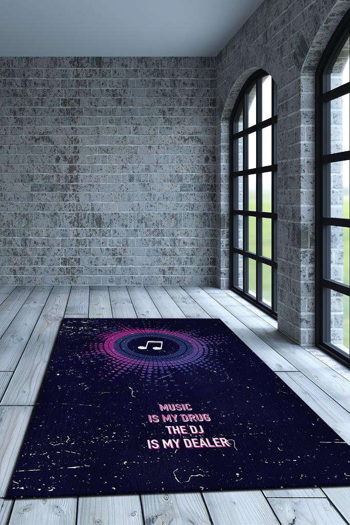 Homshtag Müzik Bağımlısı Art Müzik Halısı Koyu Renkli Müzik Halısı Ritim Figürlü Renkli Modern Halı