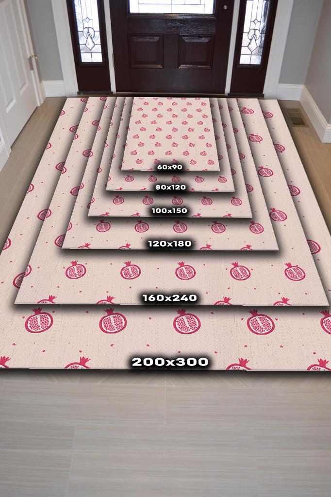 Homshtag Nar Desenli Kırmızı Halı Minimal Salon Halısı Renkli Mutfak Halısı Tarz Oturma Odası Halı