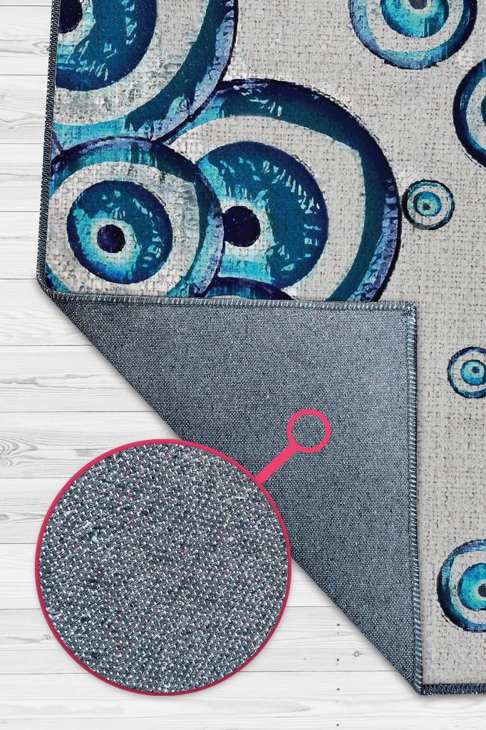 Homshtag Nazar Köpükleri Minimal Salon Halısı Nazar Boncuklu Desenli Halı Renkli Oturma Odası Halısı