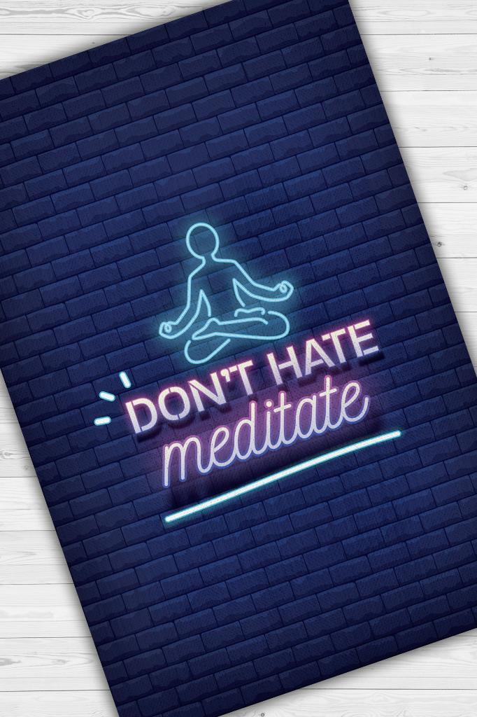 Homshtag Nefret Etme Meditasyon Yap Lacivert Halı Meditasyon Halısı Özel Tasarım Neon Halı Hediyelik