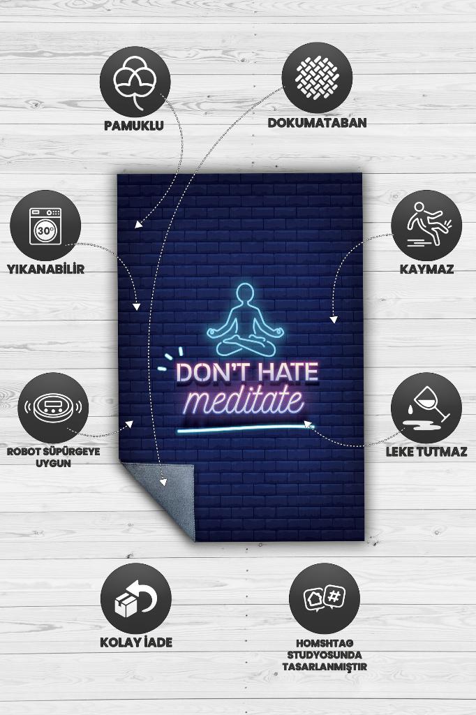 Homshtag Nefret Etme Meditasyon Yap Lacivert Halı Meditasyon Halısı Özel Tasarım Neon Halı Hediyelik