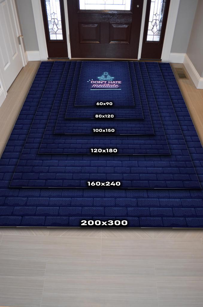 Homshtag Nefret Etme Meditasyon Yap Lacivert Halı Meditasyon Halısı Özel Tasarım Neon Halı Hediyelik