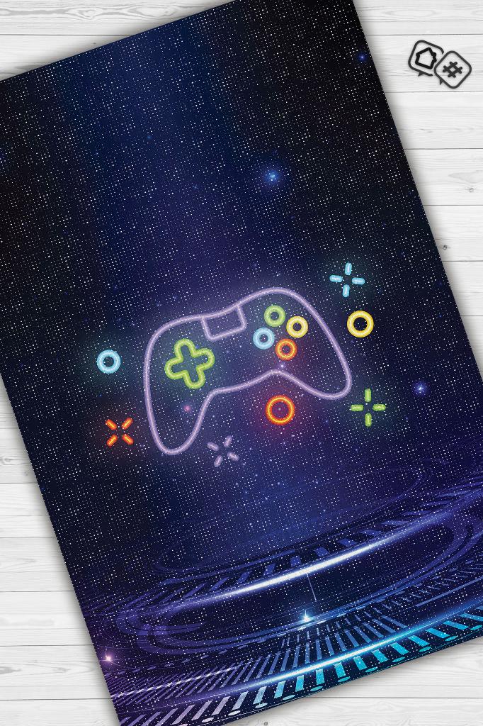 Homshtag Neon Gamer Siyah Renk Oyuncu Halısı Neon Renk Gamer Temalı Halı Oyuncuya Hediye Halı