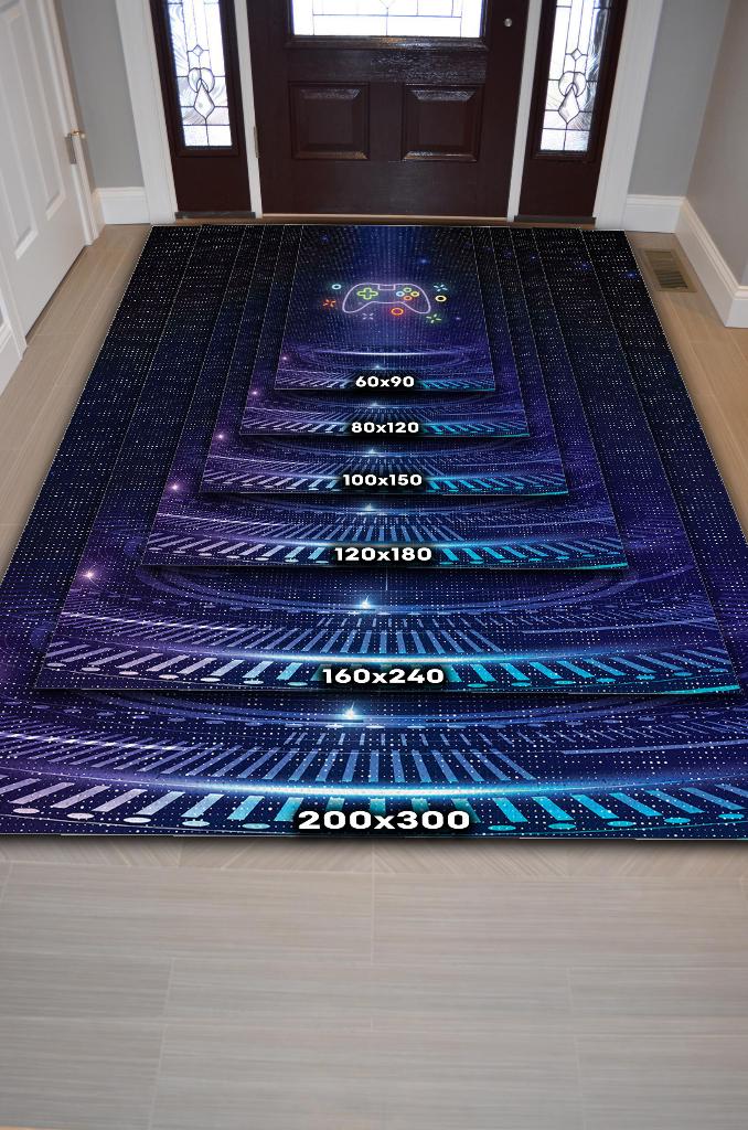 Homshtag Neon Gamer Siyah Renk Oyuncu Halısı Neon Renk Gamer Temalı Halı Oyuncuya Hediye Halı