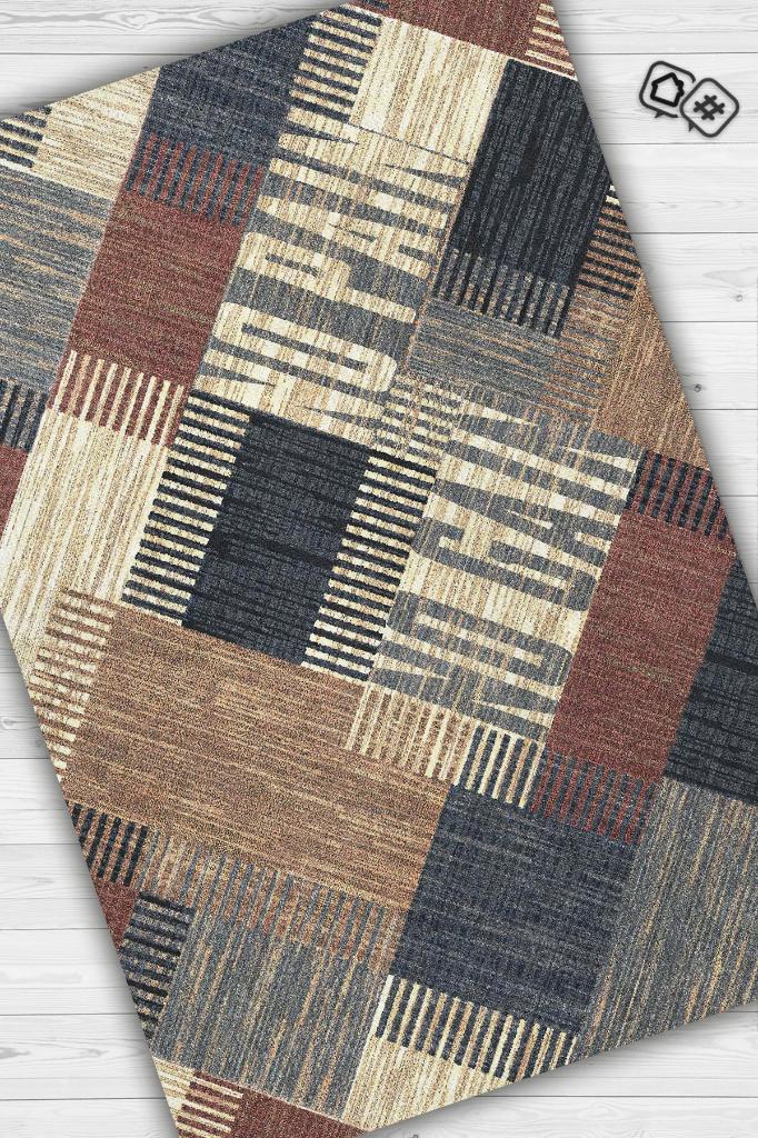 Homshtag No Pain No Gain Kahverengi Bej Renkli Halı Geometrik Oturma Odası Halısı Minimal Salon Halı