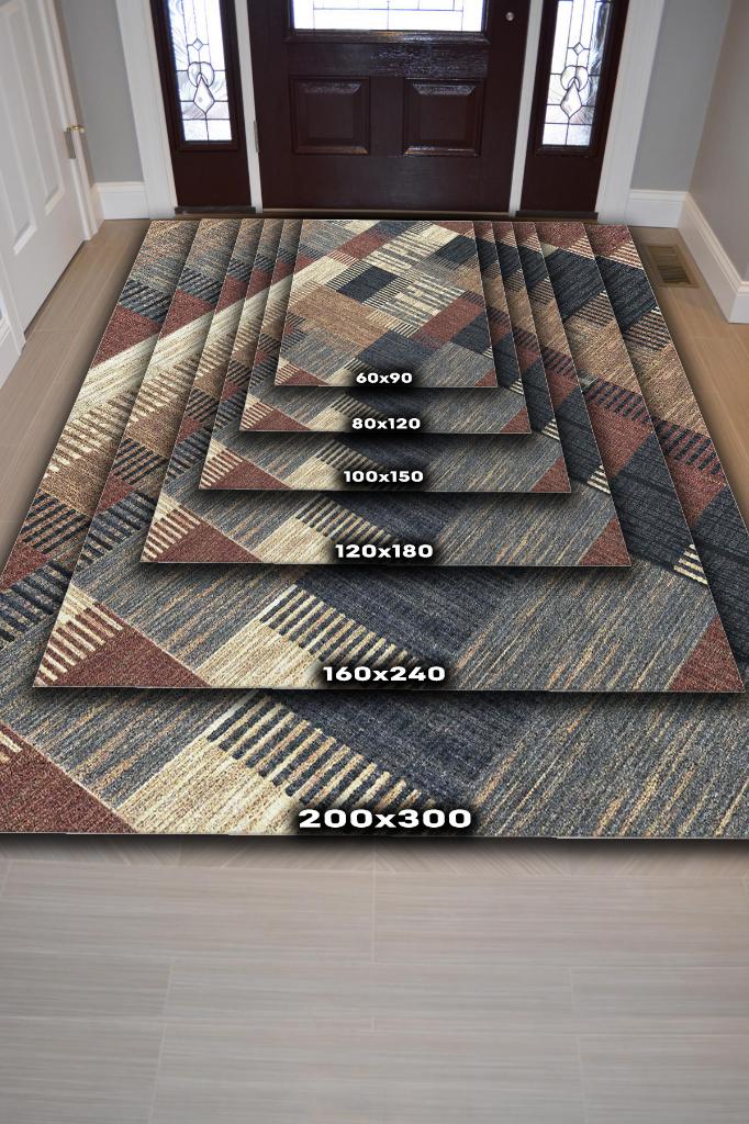 Homshtag No Pain No Gain Kahverengi Bej Renkli Halı Geometrik Oturma Odası Halısı Minimal Salon Halı