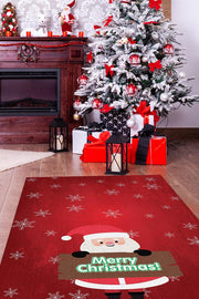 Homshtag Noel Baba Kırmızı Renkli Yeni Yıl Parti Halısı Yılbaşı Hediyelik Halı Yeni Yıl Temalı Halı