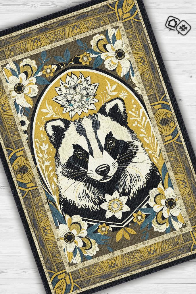 Homshtag Nuh'un Gemisi Koleksiyonu Porsuk Çiçek Desenli Temalı Vintage Renkli Maksimalist Halı