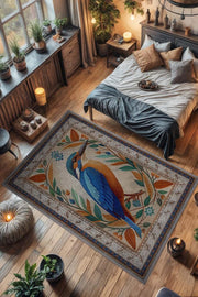 Homshtag Nuh'un Gemisi Koleksiyonu Yalıçapkını Temalı Çiçek Desenli Vintage Çok Renkli Konsept Halı