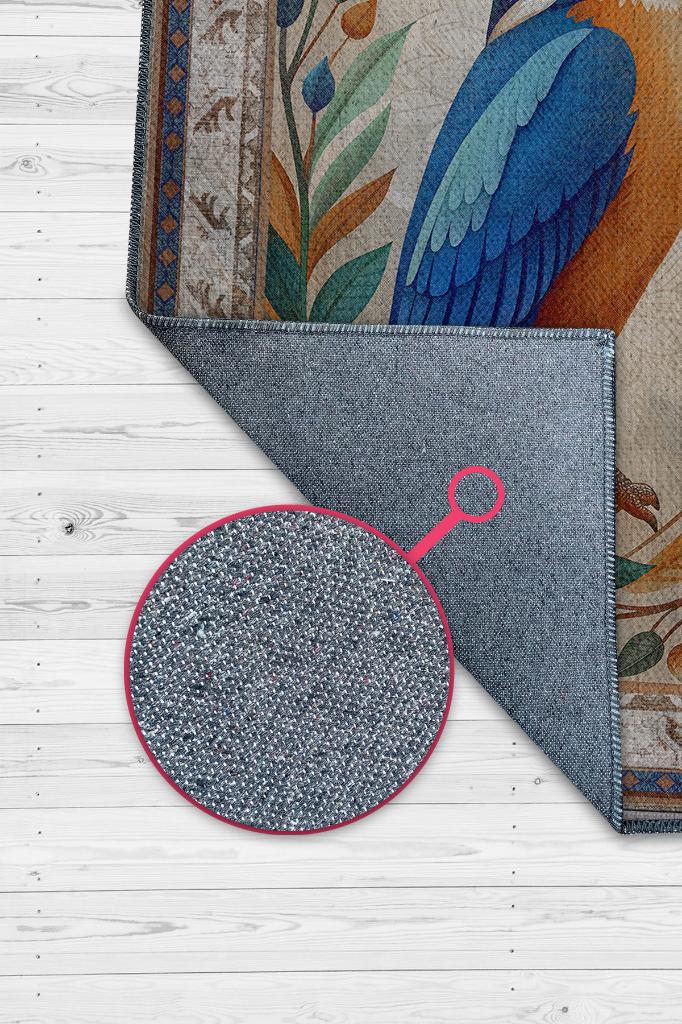 Homshtag Nuh'un Gemisi Koleksiyonu Yalıçapkını Temalı Çiçek Desenli Vintage Çok Renkli Konsept Halı