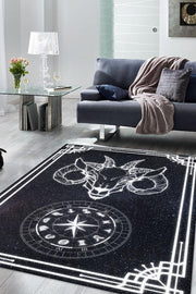 Homshtag Oğlak Burcu Astroloji Temalı Halı Burç Halısı Oğlak Burcuna Hediyelik Halı Siyah Renk Halı