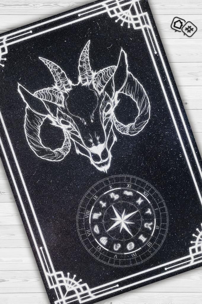 Homshtag Oğlak Burcu Astroloji Temalı Halı Burç Halısı Oğlak Burcuna Hediyelik Halı Siyah Renk Halı