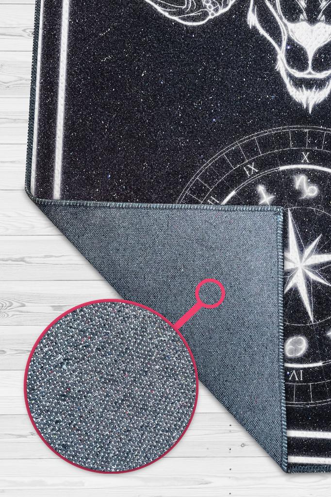 Homshtag Oğlak Burcu Astroloji Temalı Halı Burç Halısı Oğlak Burcuna Hediyelik Halı Siyah Renk Halı
