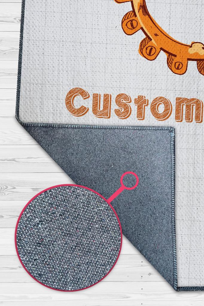 Homshtag Oğlumun İsmi Kişiye Özel Kişiselleştirilebilir Dokuma Tabanlı Yıkanabilir Dekoratif Ev Halısı