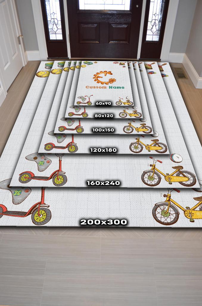 Homshtag Oğlumun İsmi Kişiye Özel Kişiselleştirilebilir Dokuma Tabanlı Yıkanabilir Dekoratif Ev Halısı