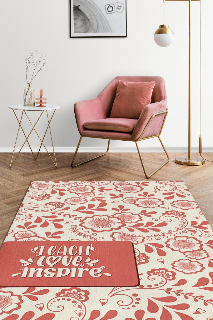 Homshtag Öğret Sev İham Ver Halısı Çok Renkli Öğretmen Halısı Özel Tasarım Öğretmene Hediye Halı