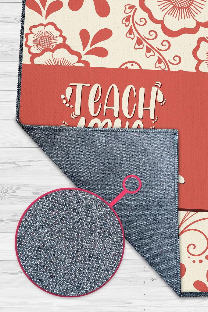 Homshtag Öğret Sev İham Ver Halısı Çok Renkli Öğretmen Halısı Özel Tasarım Öğretmene Hediye Halı