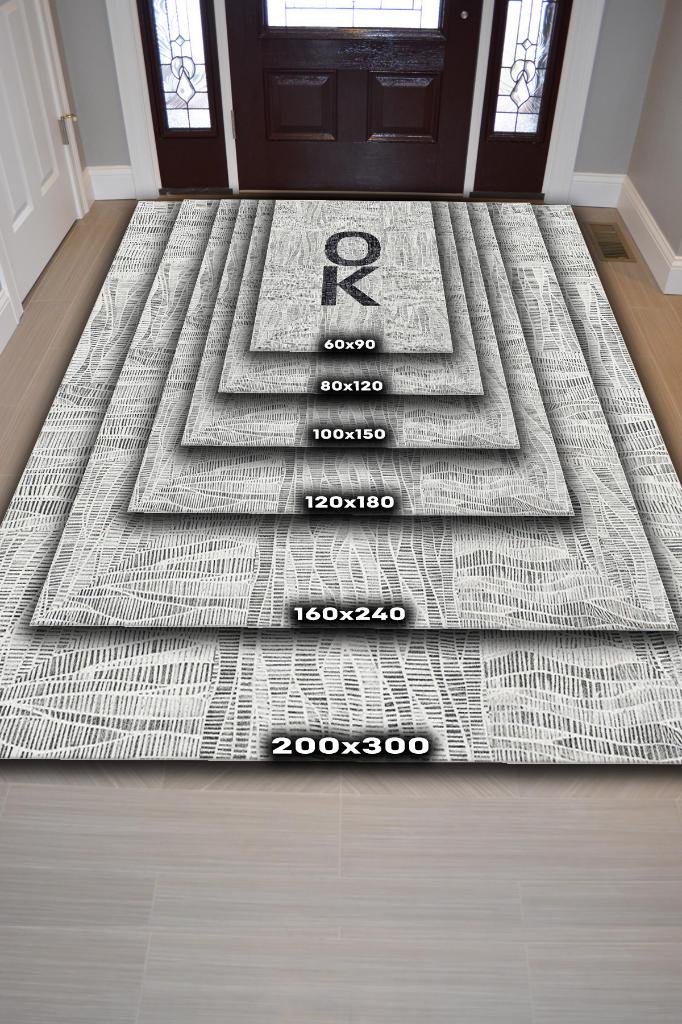 Homshtag Ok Gri Renkli Halı Geometrik Oturma Odası Halısı Minimal Salon Halı Çizgili Yazılı Halı