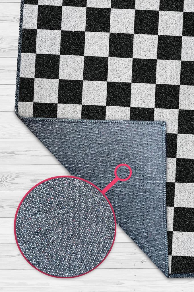 Homshtag Olman Gereken Yer Siyah Beyaz Kareli Hediyelik Salon Halısı 14 Şubat Sevgili Temalı Halı