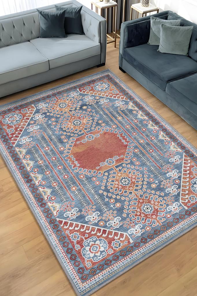 Homshtag Omg Etnik Desenli Halı Geometrik Salon Halısı Çok Renkli Oturma Odası Halısı Bordürlü Halı