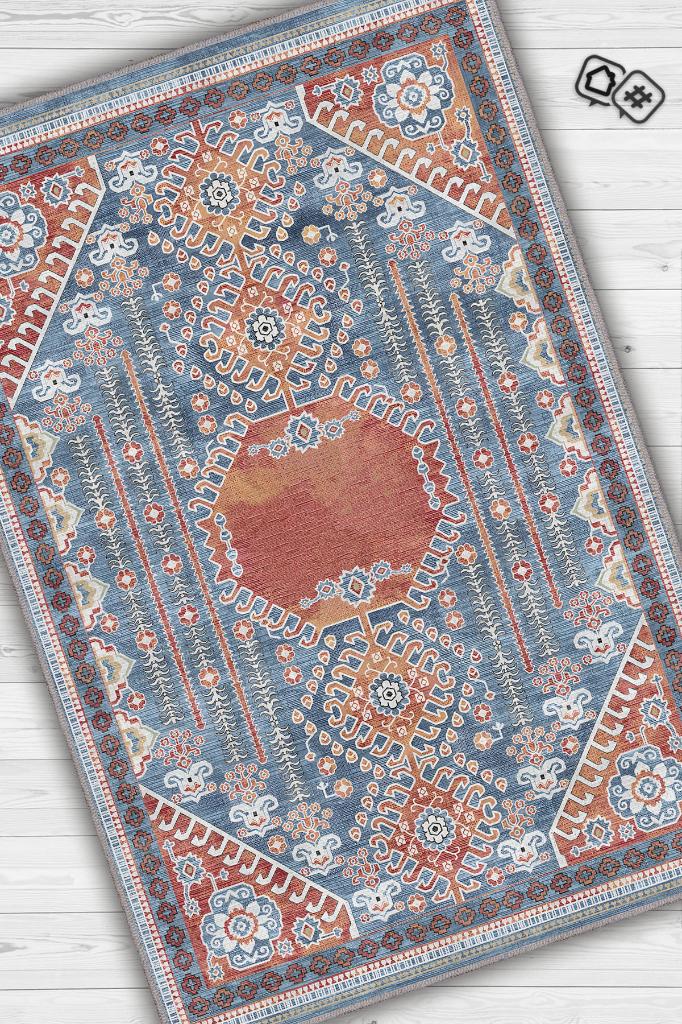 Homshtag Omg Etnik Desenli Halı Geometrik Salon Halısı Çok Renkli Oturma Odası Halısı Bordürlü Halı