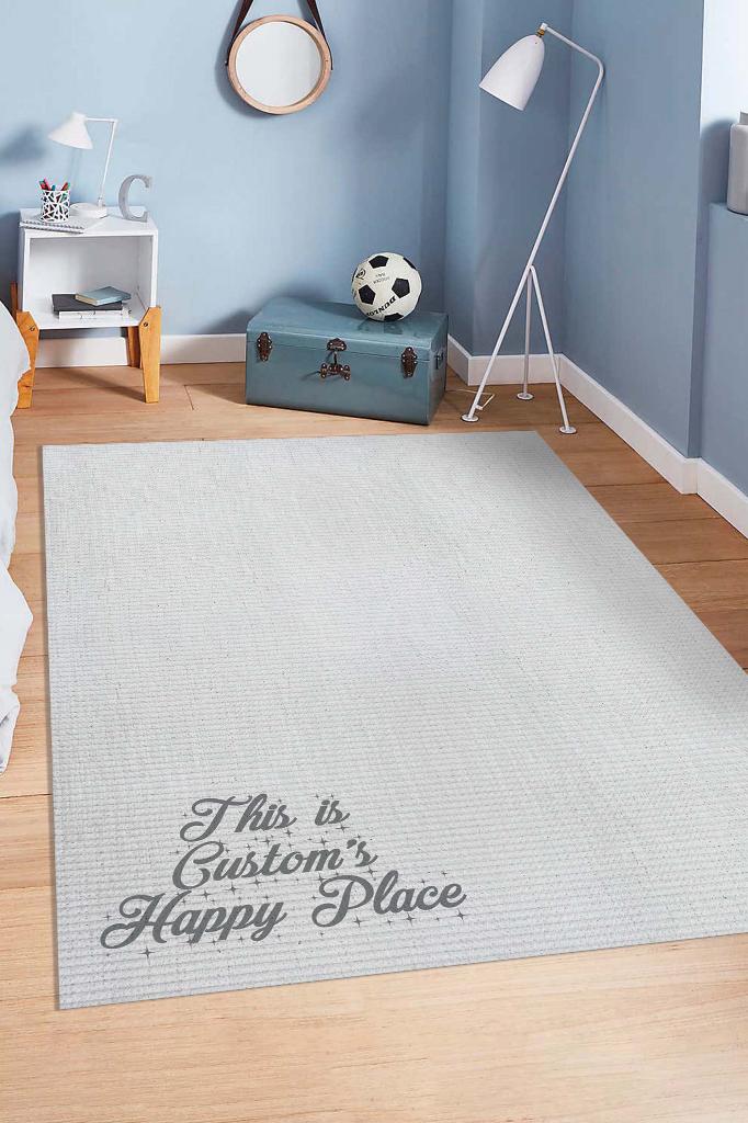 Homshtag Onun Mutlu Yeri Kişiye Özel Kişiselleştirilebilir Dokuma Tabanlı Yıkanabilir Çocuk Halısı