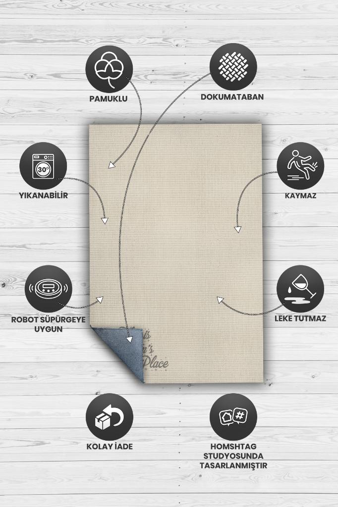 Homshtag Onun Mutlu Yeri Kişiye Özel Kişiselleştirilebilir Dokuma Tabanlı Yıkanabilir  Ev Halısı