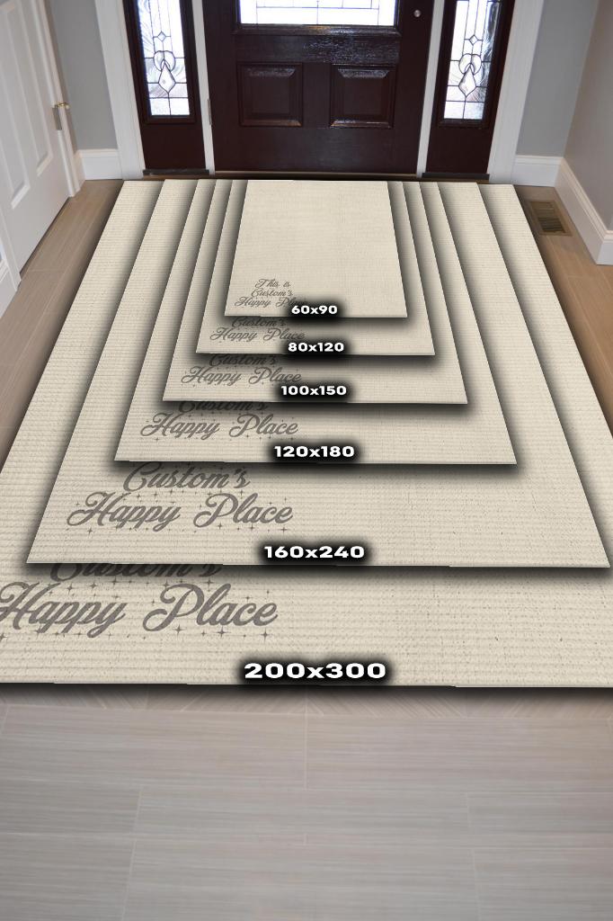Homshtag Onun Mutlu Yeri Kişiye Özel Kişiselleştirilebilir Dokuma Tabanlı Yıkanabilir  Ev Halısı