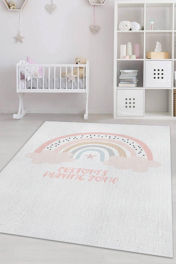 Homshtag Onun Oyun Alanı Kişiye Özel Kişiselleştirilebilir Dokuma Tabanlı Yıkanabilir Dekoratif Ev Halısı