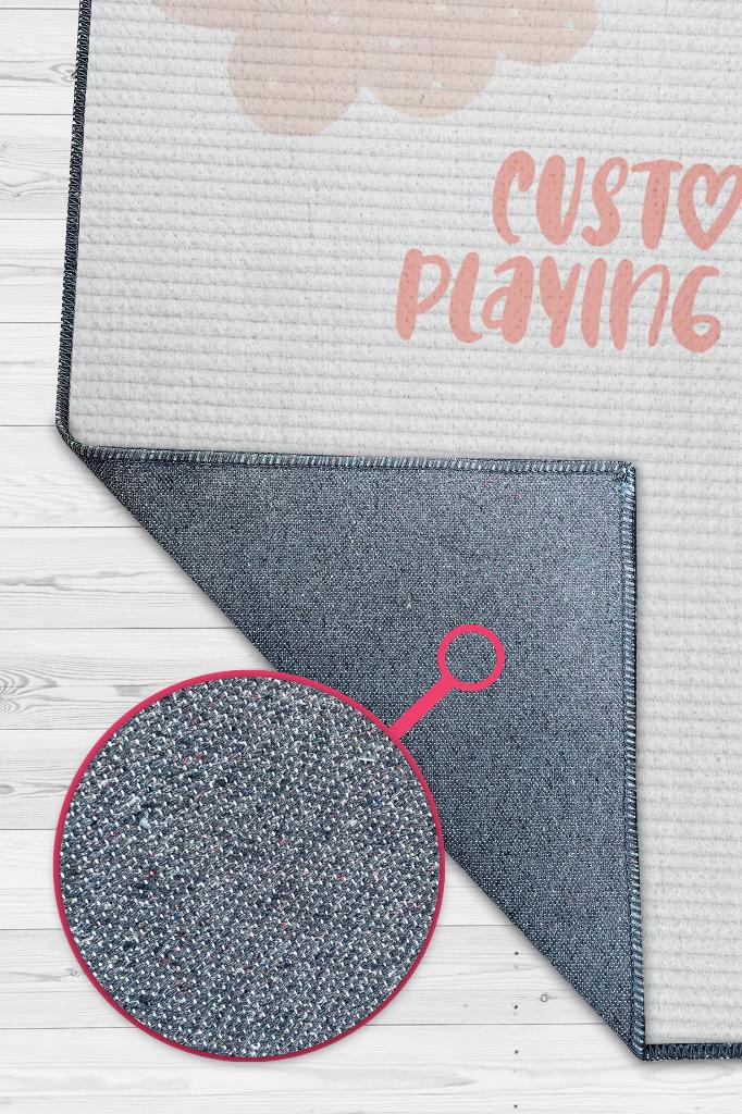 Homshtag Onun Oyun Alanı Kişiye Özel Kişiselleştirilebilir Dokuma Tabanlı Yıkanabilir Dekoratif Ev Halısı