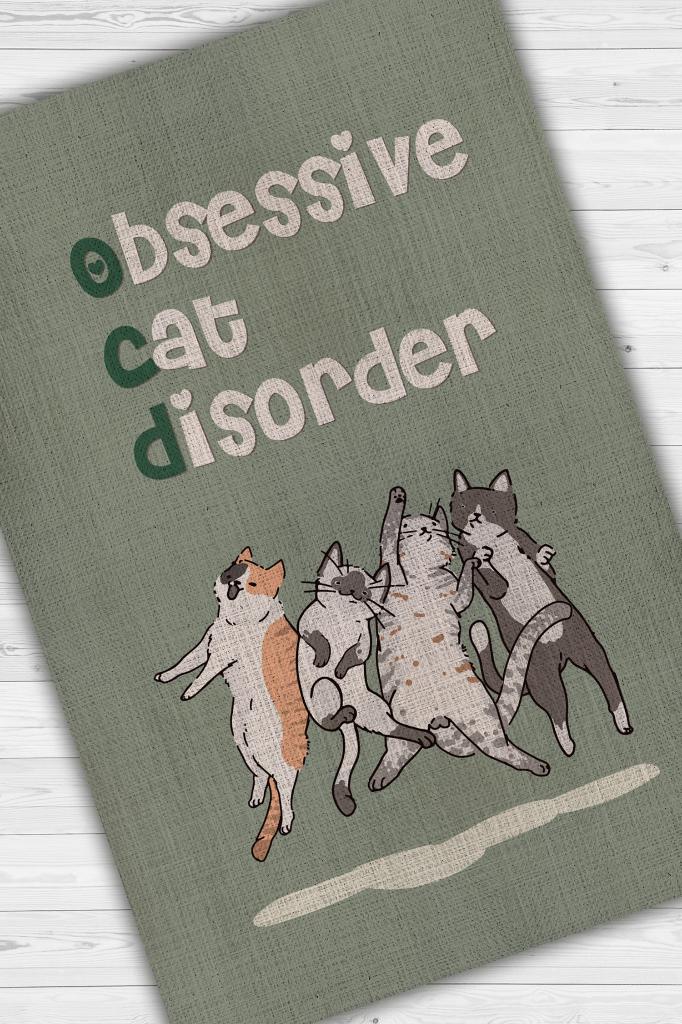 Homshtag Opsesif Kedi Bozukluğu Yeşil Renkli Salon Halısı Minimal Oturma Odası Halısı Kedili Halı