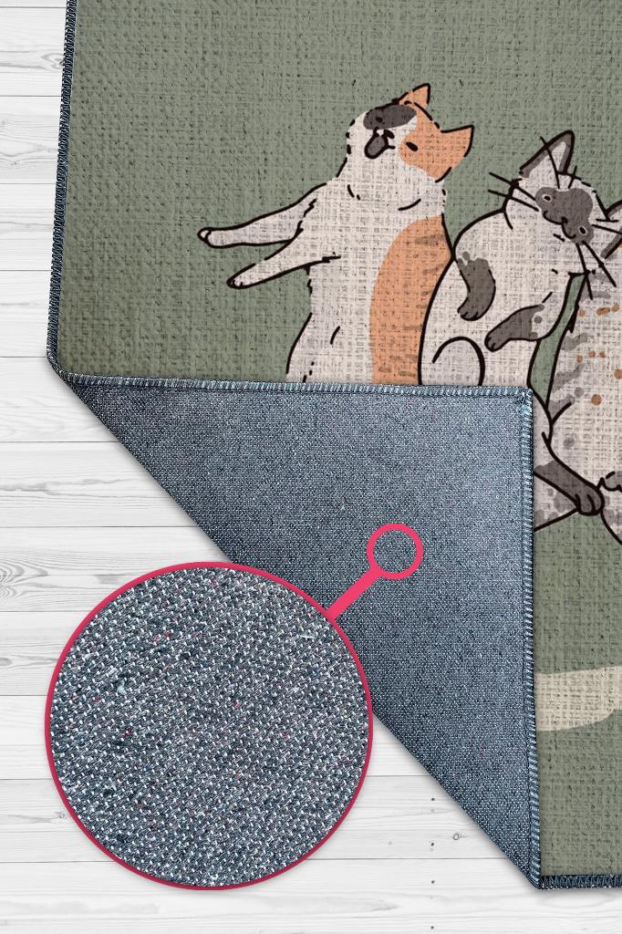 Homshtag Opsesif Kedi Bozukluğu Yeşil Renkli Salon Halısı Minimal Oturma Odası Halısı Kedili Halı