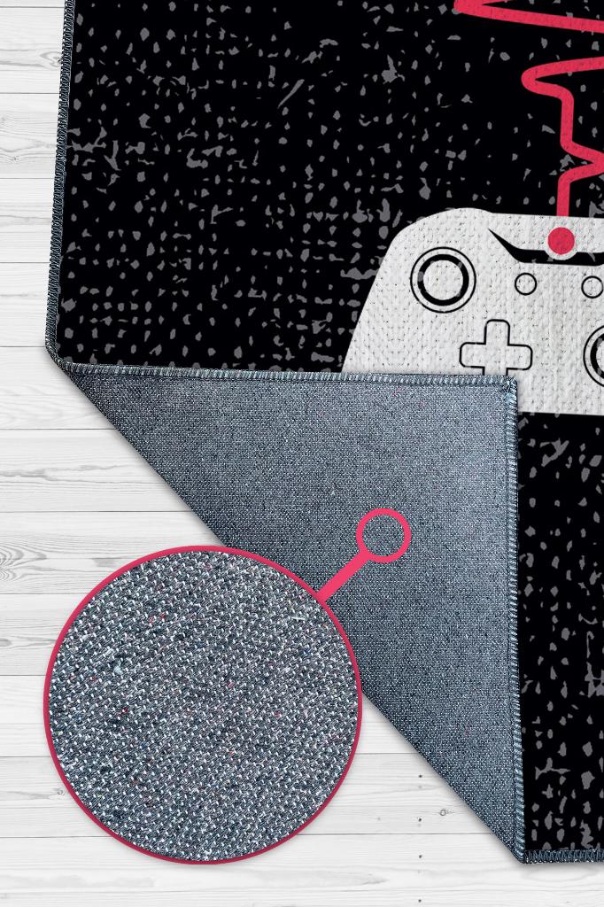 Homshtag Oyun Ritmi Siyah Oyuncu Halısı Gamer Tasarım Halı Oyuncuya Hediye Halı Konsol Temalı Halı