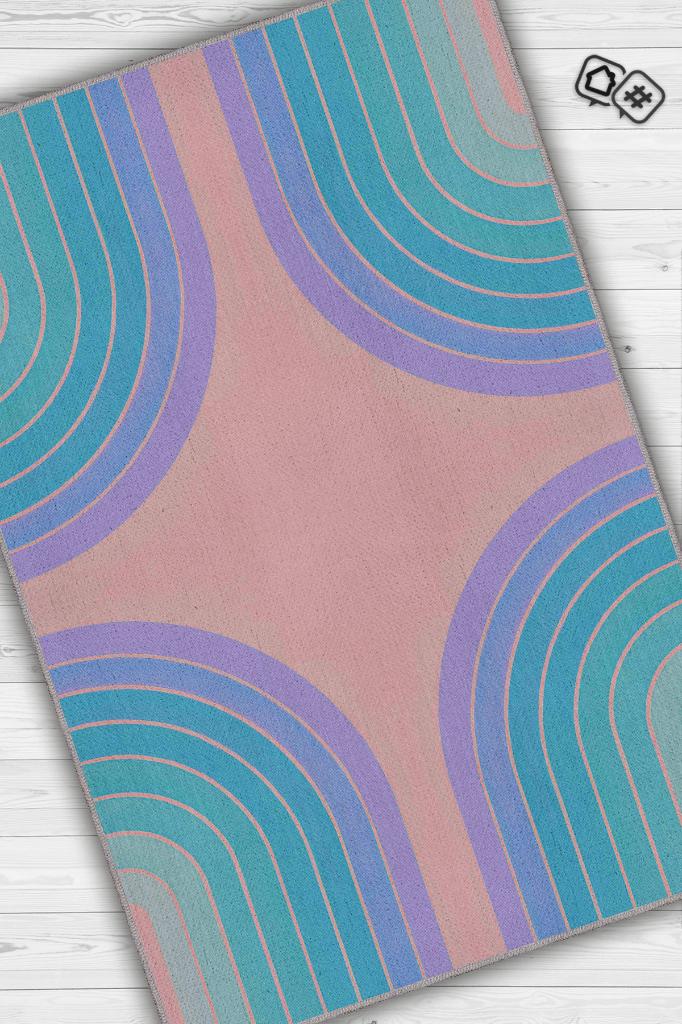 Homshtag Parla Pastel Renkli Oturma Odası Halısı Mid-Century Halı Mutfak Halısı Dekoratif Salon Halı