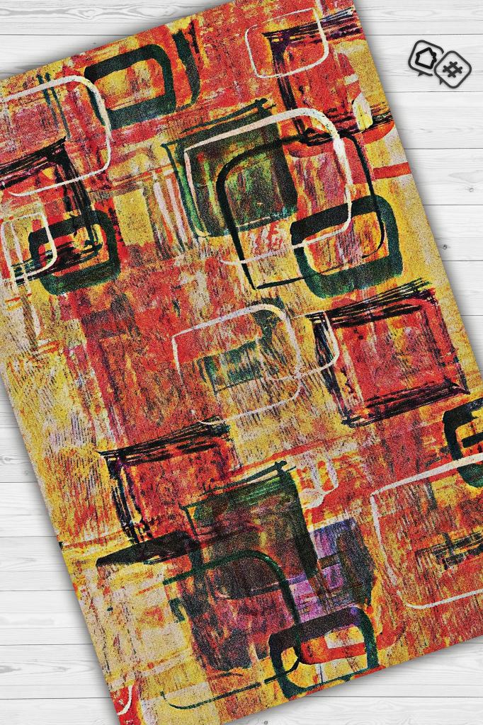Homshtag Pastel Boho Çok Renkli Mutfak Halısı Soyut Salon Halısı Geometrik Desenli Özel Tasarım Halı