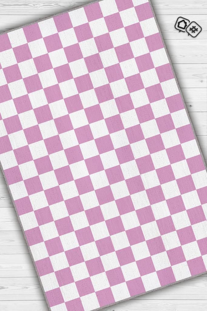Homshtag Pembe Beyaz Damalı Halı Mutfak Halısı Kareli Oturma Odası Halısı Retro Tarzı Salon Halısı